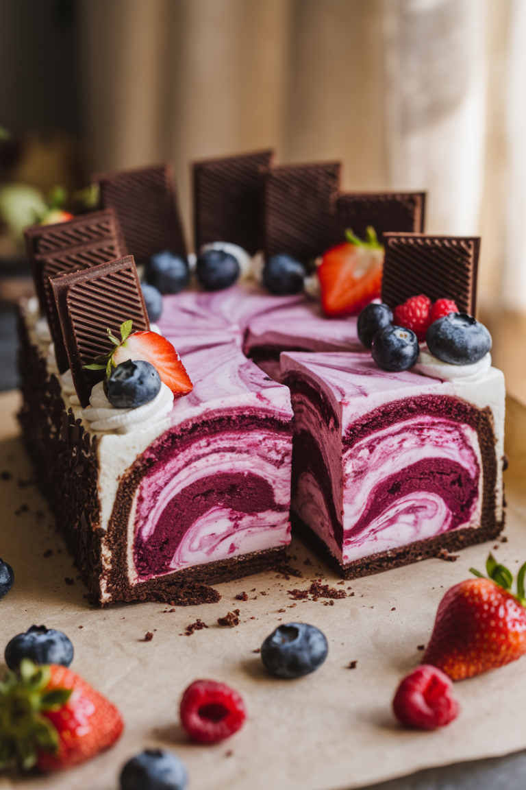 Berry Swirl No Bake Icebox Cake