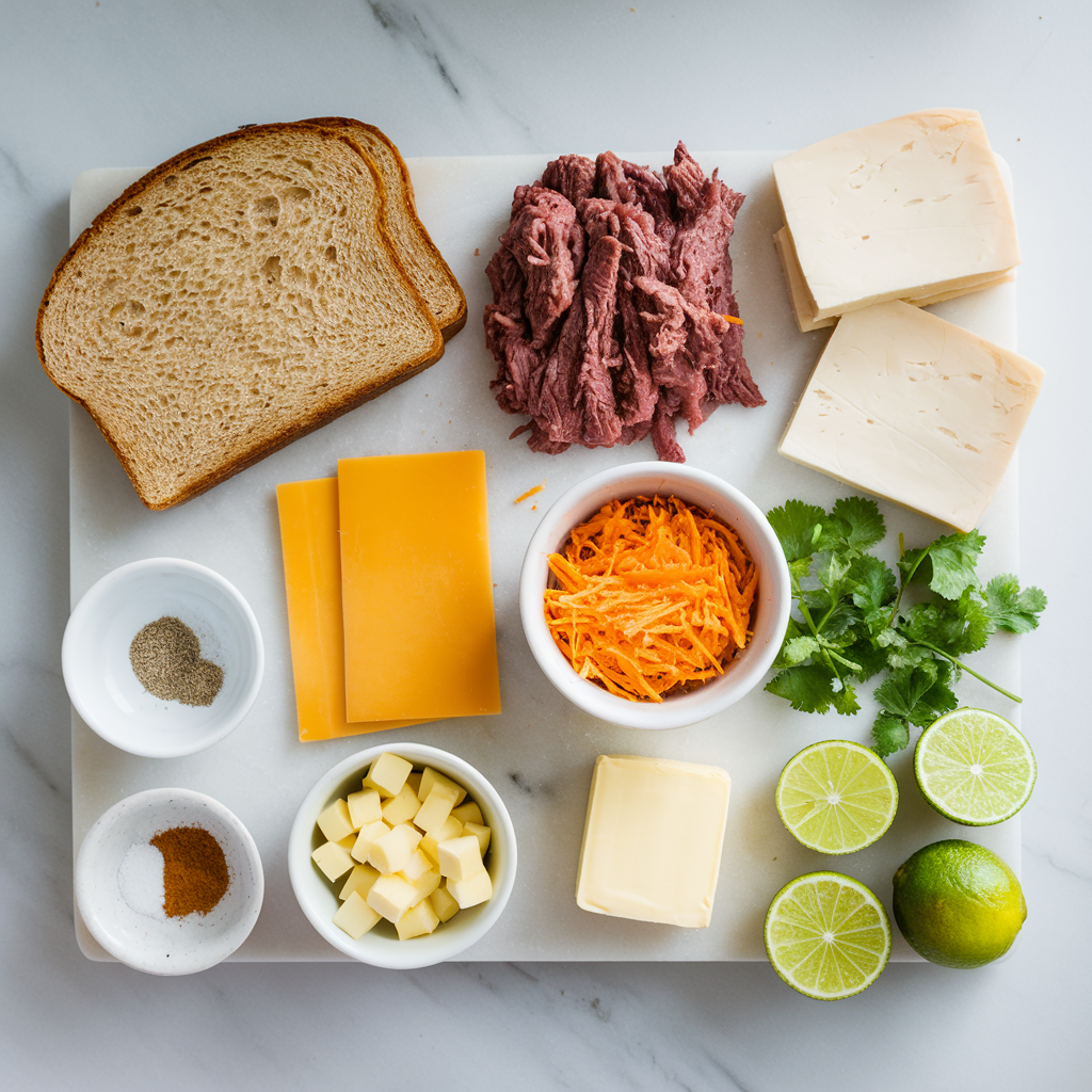 Birria Grilled Cheese ingredients