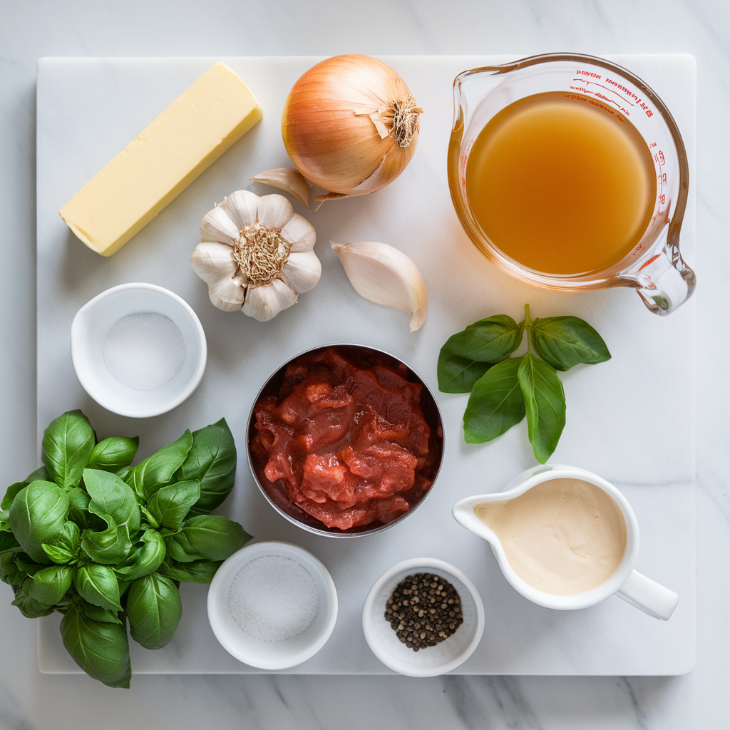 Brown Butter Tomato Basil Soup ingredients