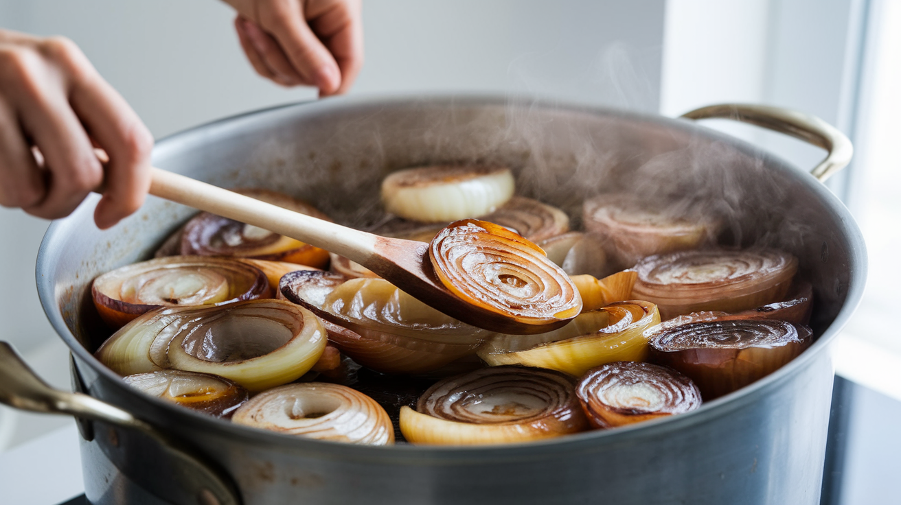 Classic French Onion Soup preparation