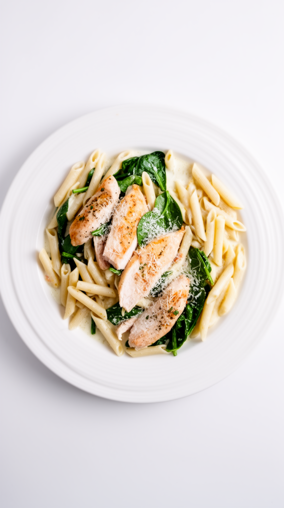 cottage cheese chicken pasta with spinach