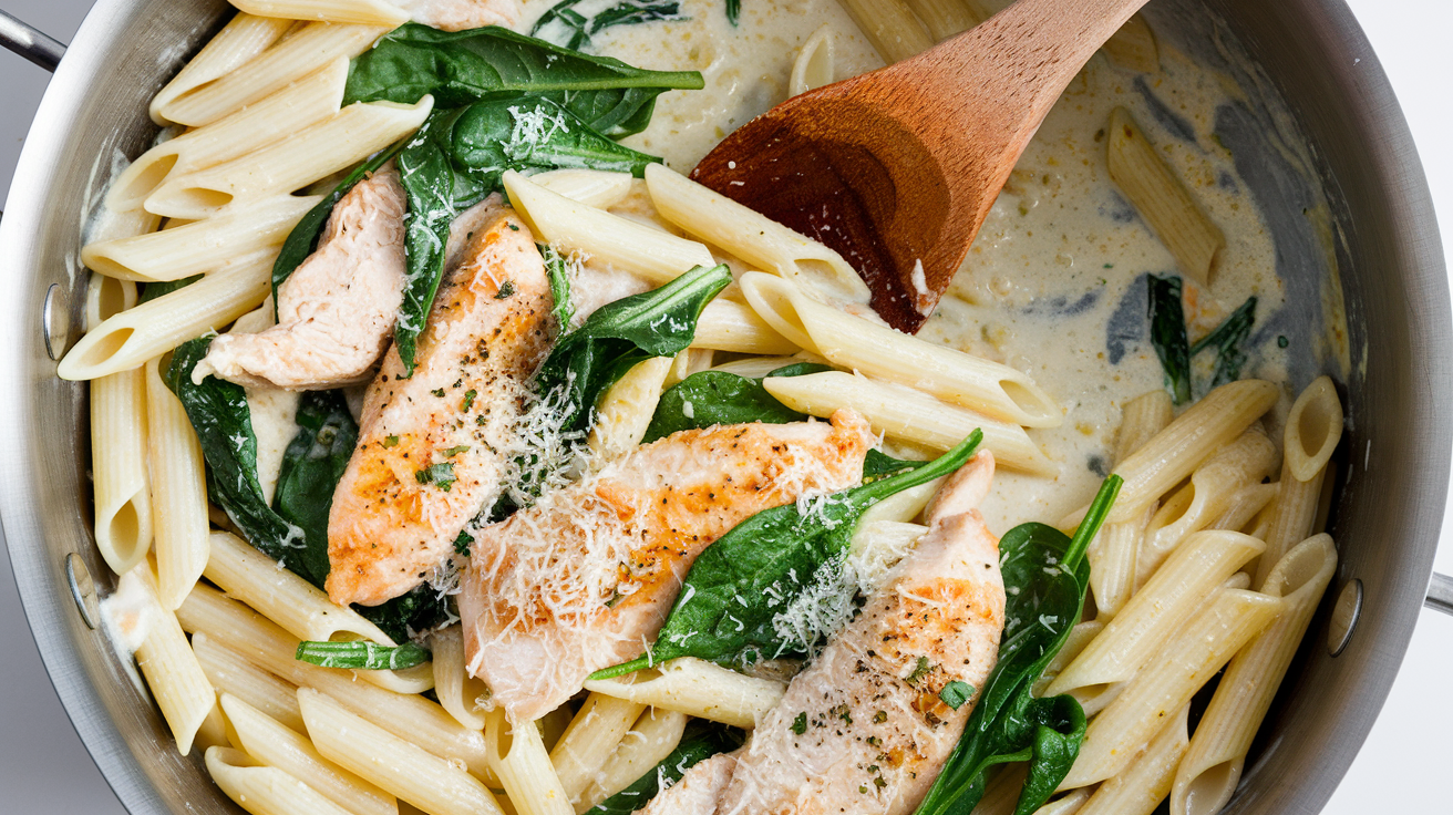 Cottage Cheese Chicken Pasta Spinach - step 4