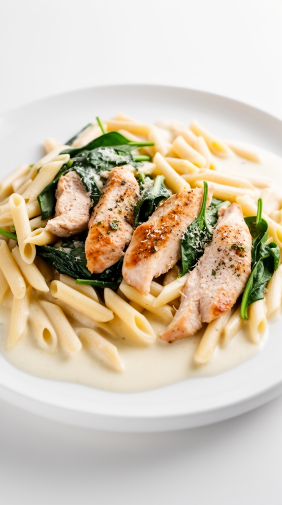 cottage cheese chicken pasta with spinach
