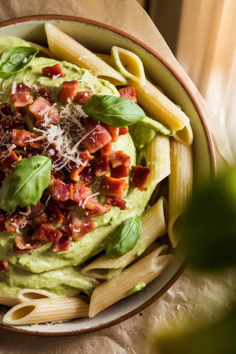 Creamy Avocado Bacon Pasta