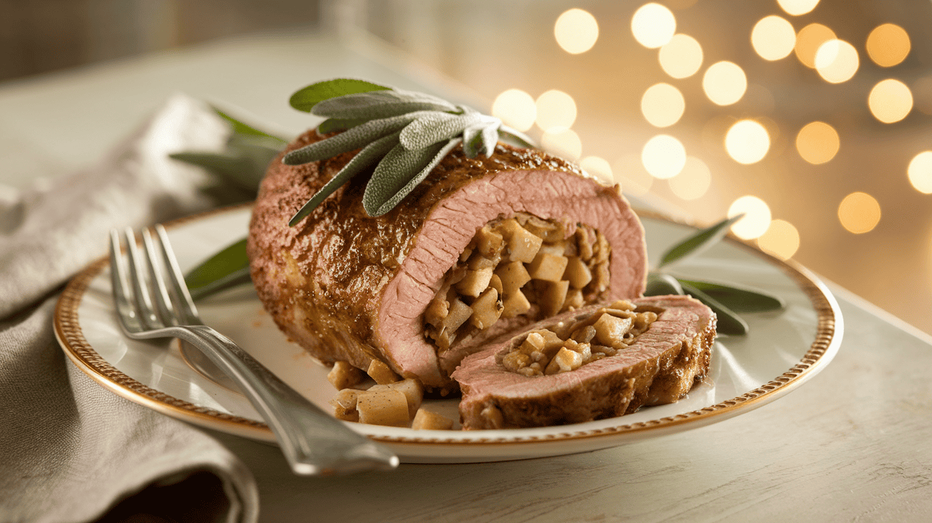 Family Reunion Stuffed Pork Tenderloin with Apple Sage Filling - Final presentation
