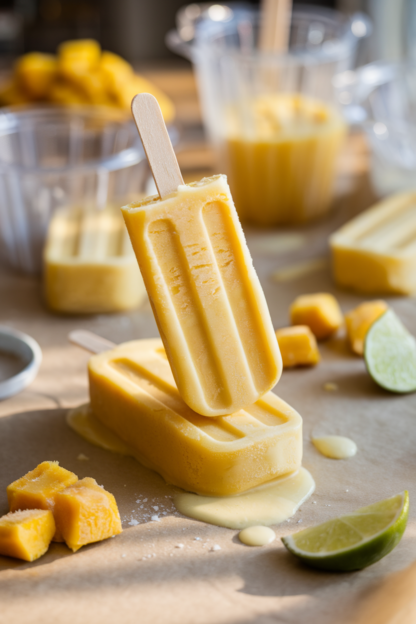Frozen Mango Coconut Popsicles hero
