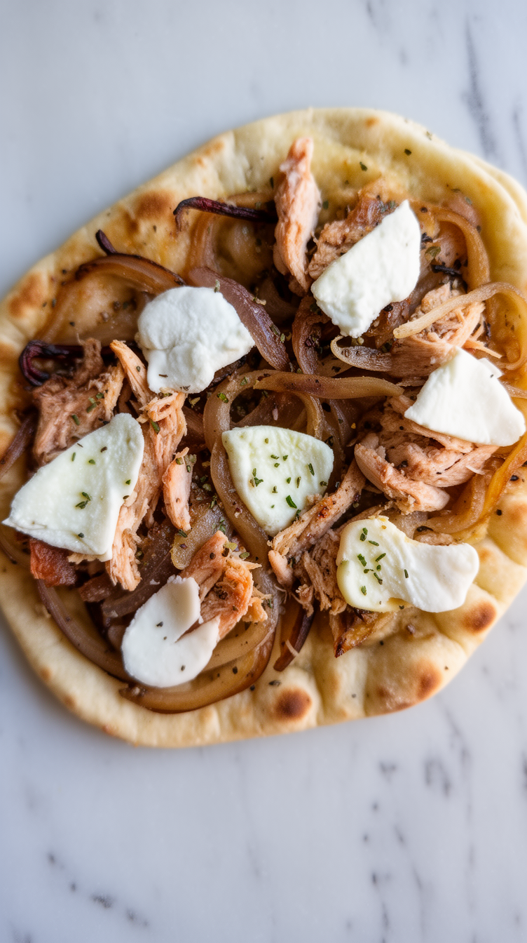 garlic butter chicken flatbread