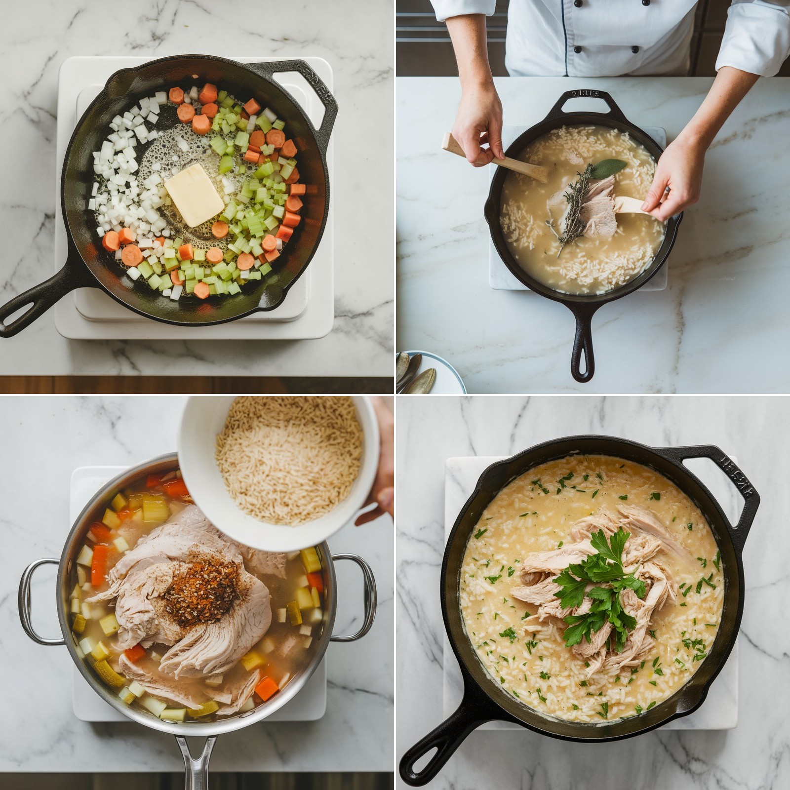 Grandmother's Leftover Magic Turkey and Rice Soup cooking