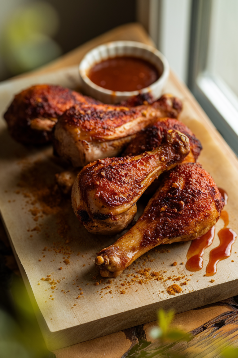 Grilled BBQ Chicken Drumsticks with Crispy Skin