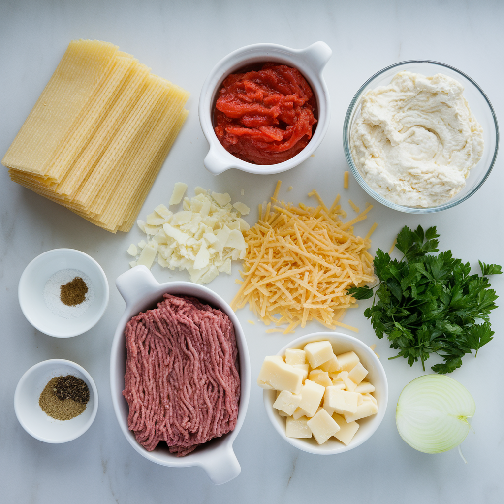 Homemade Lasagna with Ricotta ingredients