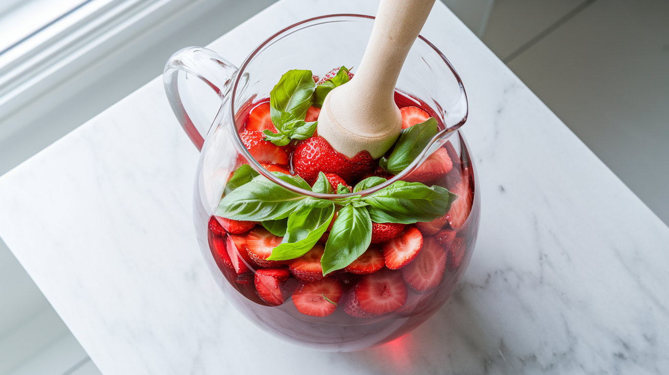Honey Strawberry Basil Lemonade - step 2