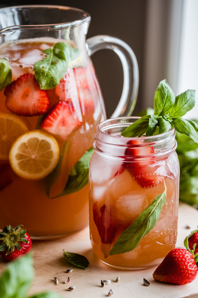 Honey Strawberry Basil Lemonade