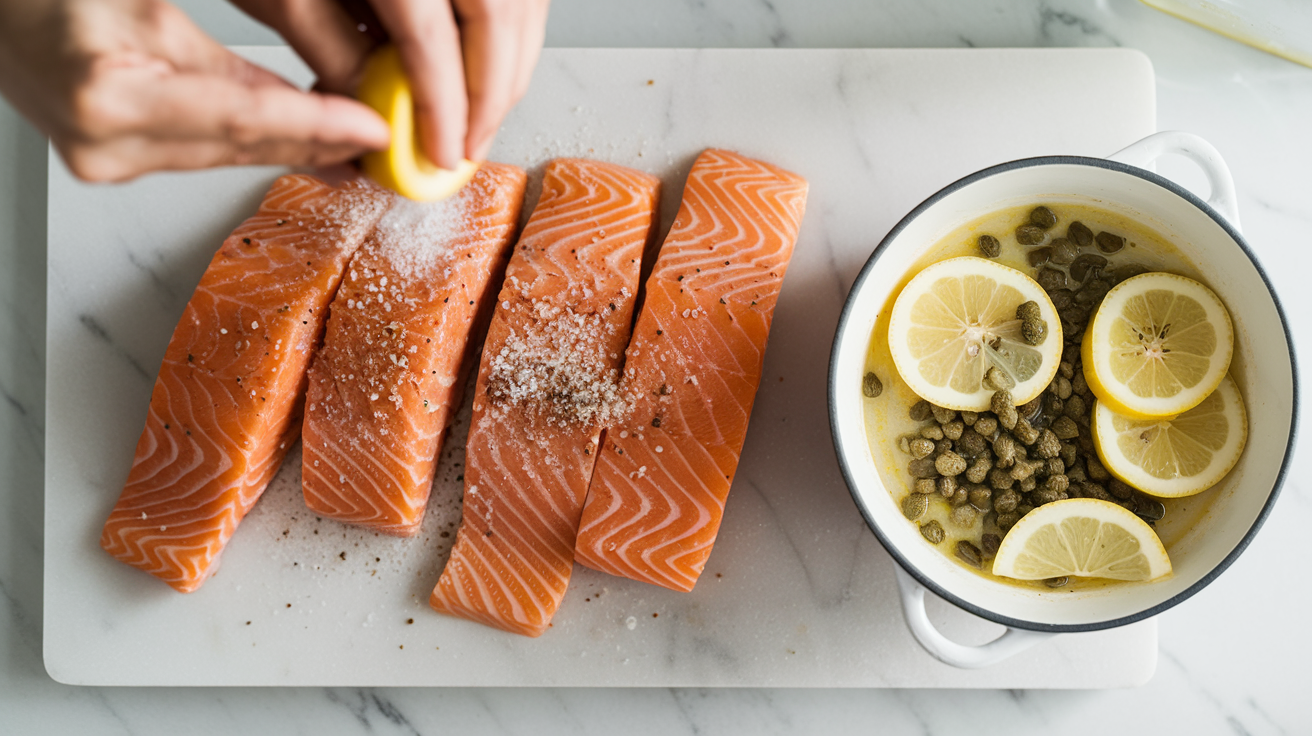 Lemon Garlic Butter Salmon with Capers - step 1