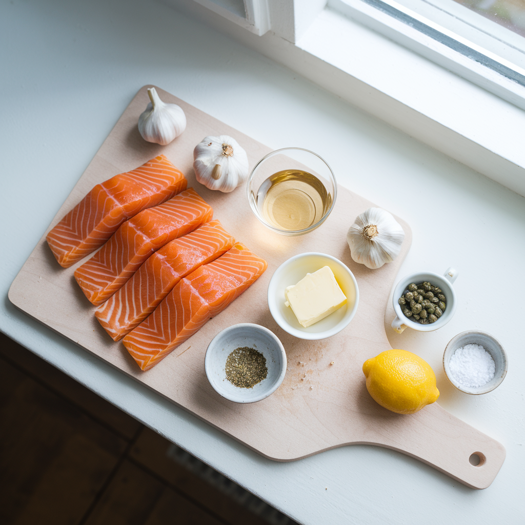 Lemon Garlic Butter Salmon with Capers ingredients