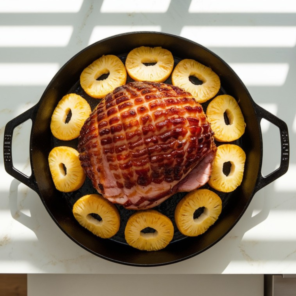 molasses glazed ham with pineapple ready