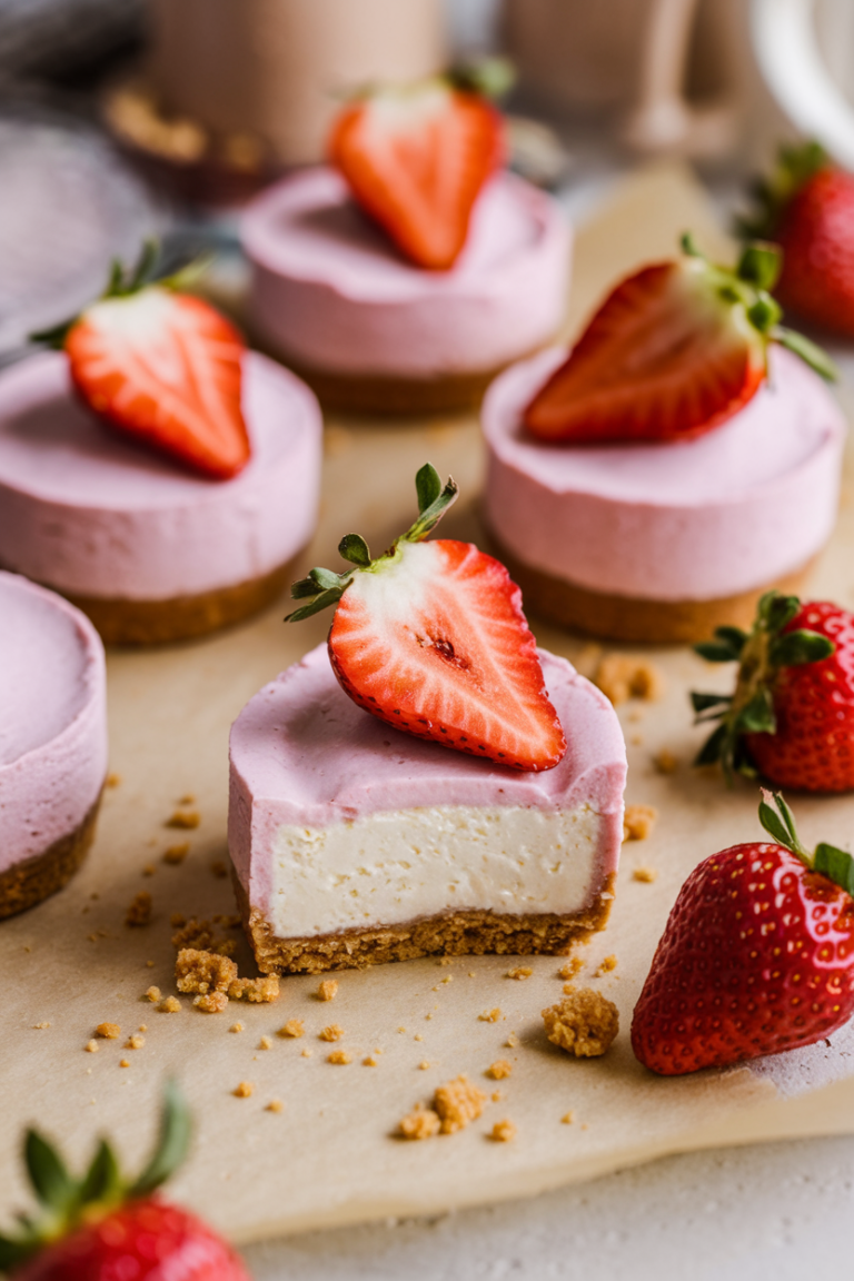 No Bake Mini Strawberry Cheesecakes