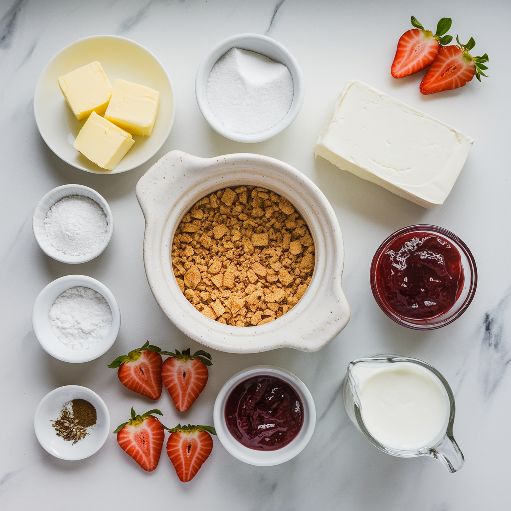 No Bake Mini Strawberry Cheesecakes ingredients