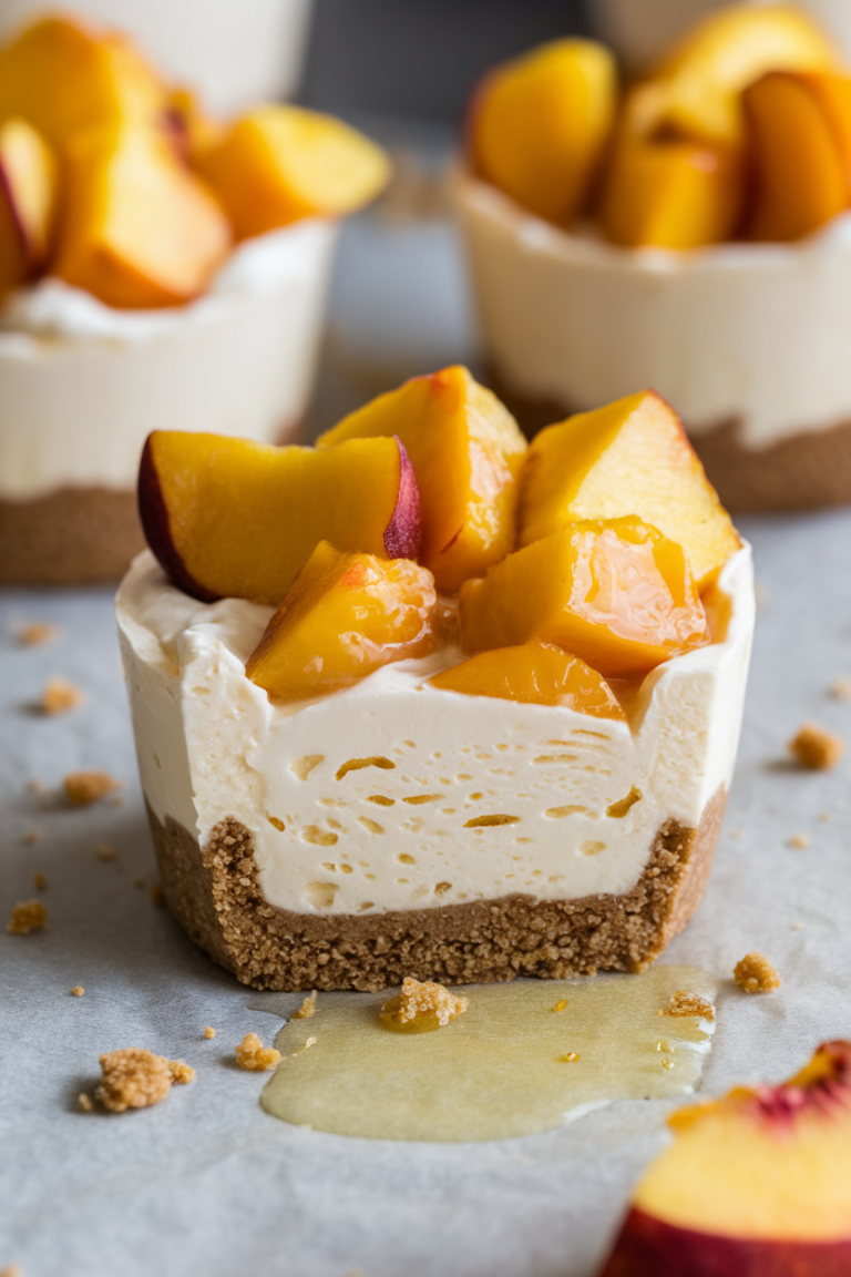 No Bake Peach Cheesecake Cups image