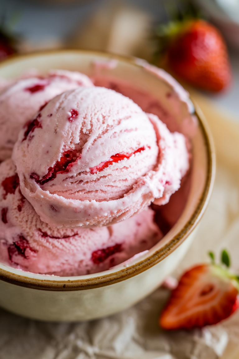 No Churn Strawberry Ice Cream