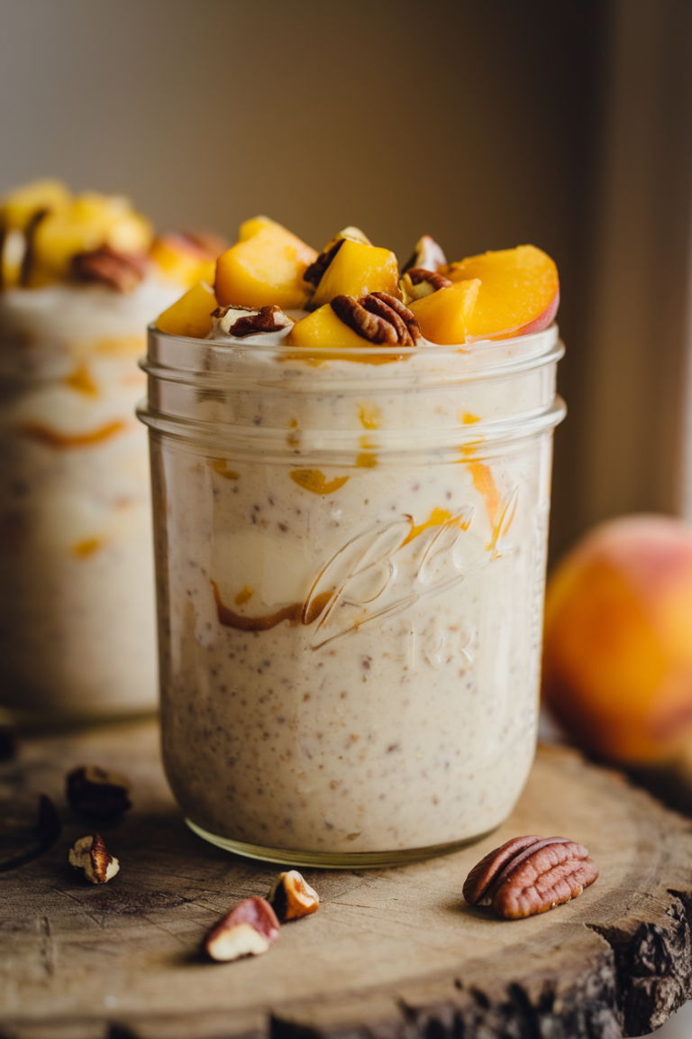 Peach Cream Cheese Overnight Oats