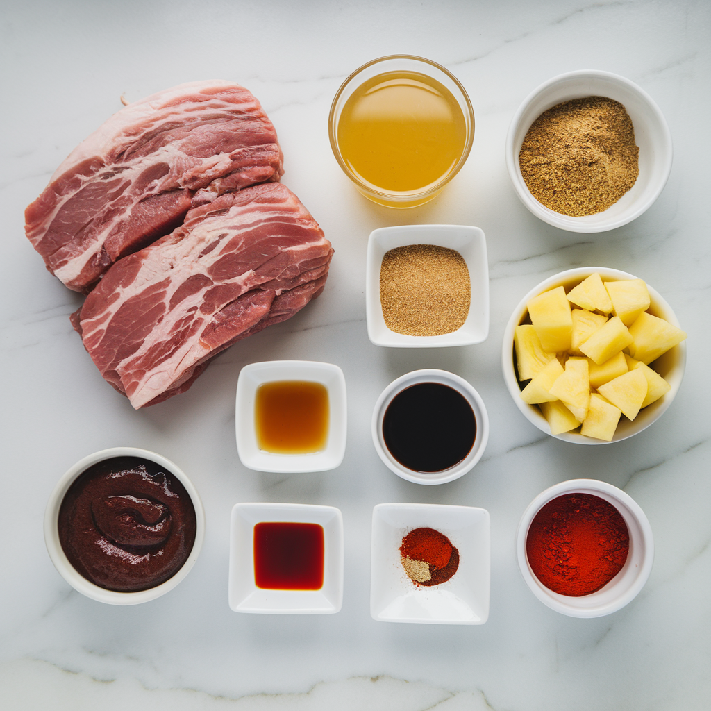 Pineapple BBQ Pulled Pork ingredients