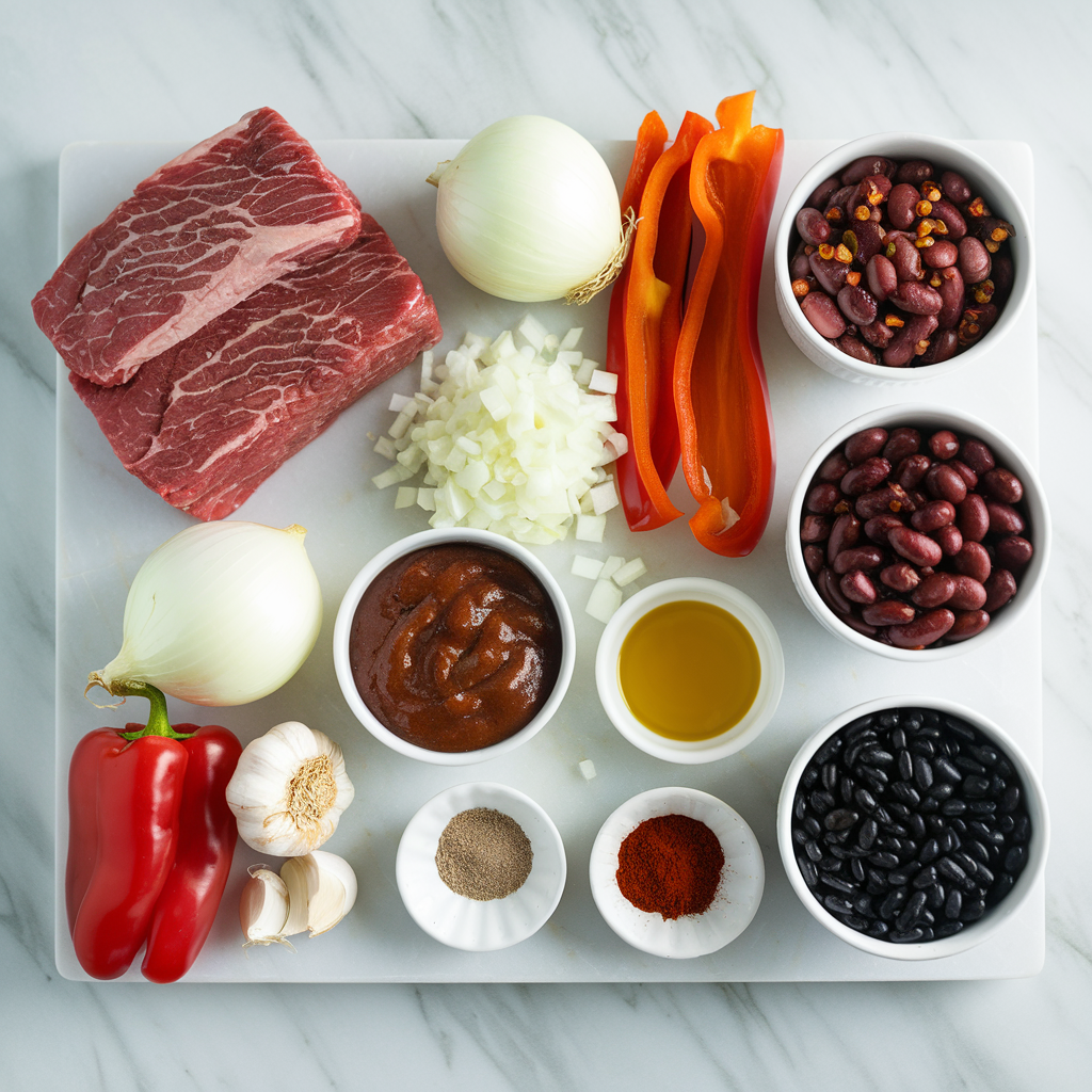 Smoky BBQ Beef Chili ingredients