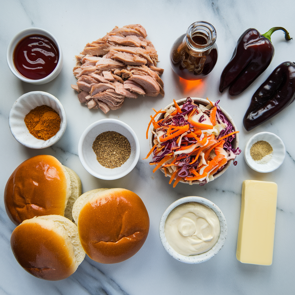 Smoky BBQ Chicken Coleslaw Sandwich ingredients