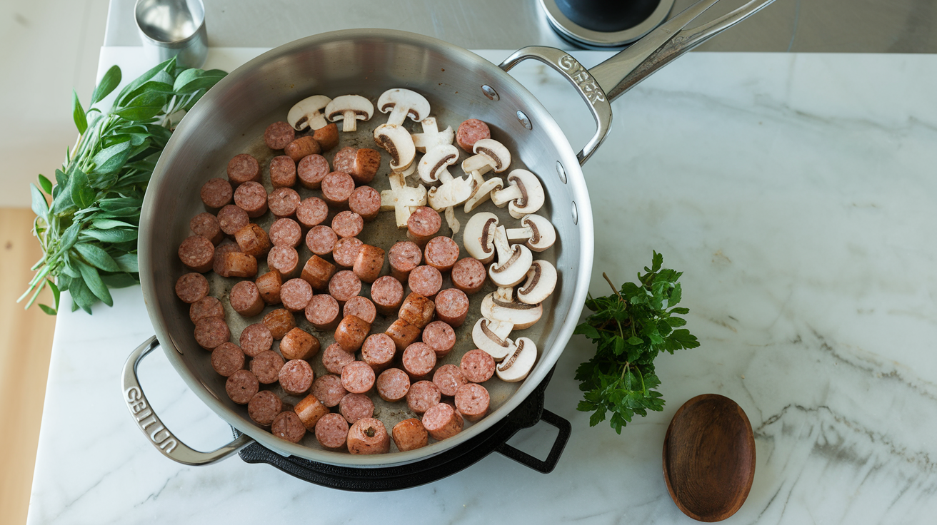 Tuscan Sausage Mushroom Tortellini - step 2