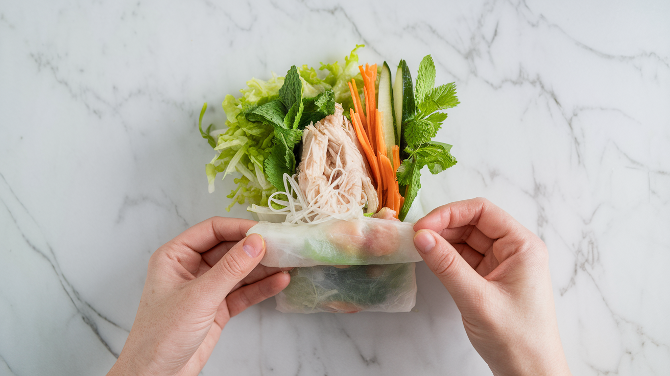 Vietnamese Chicken Spring Rolls - step 4