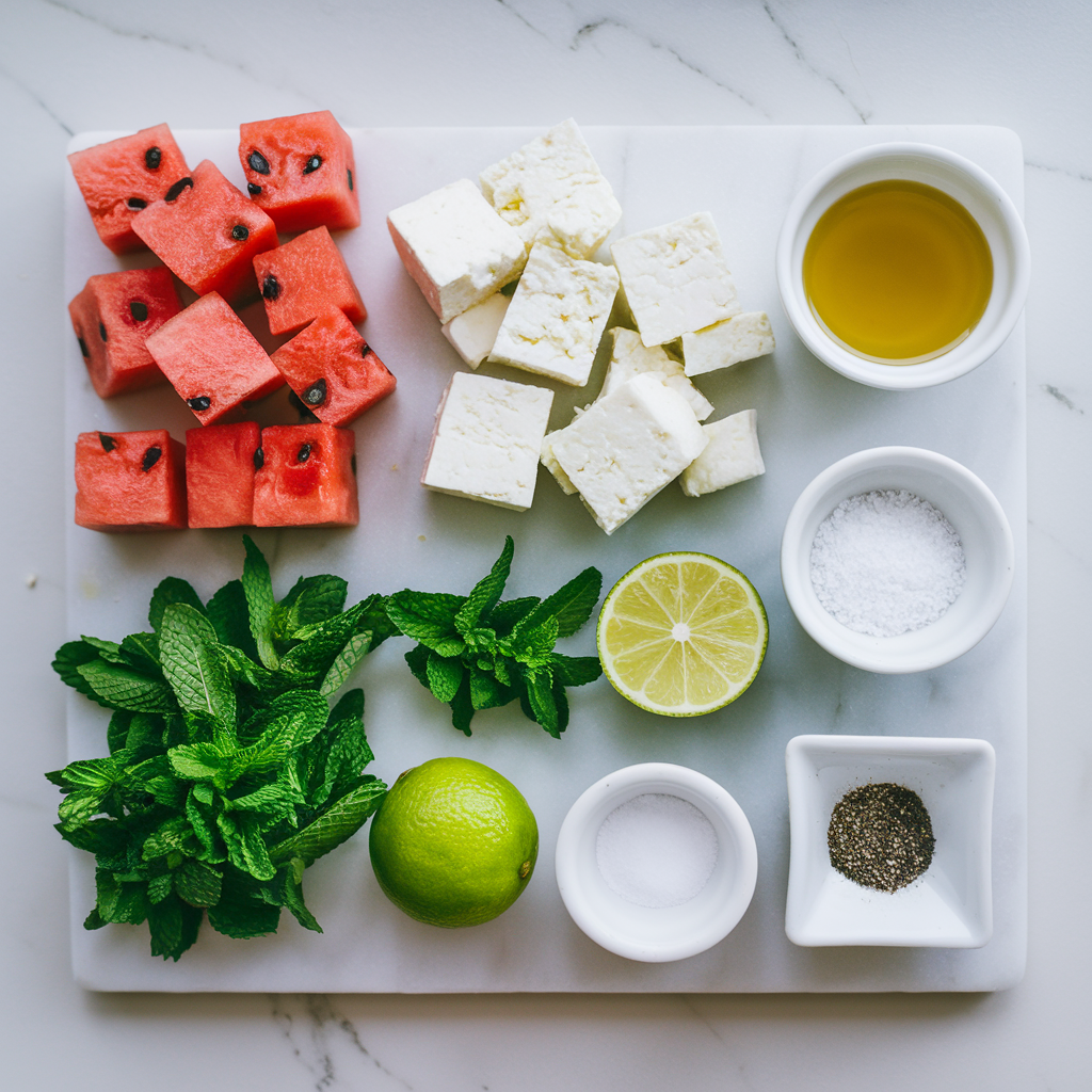 Watermelon Feta Mint Salad ingredients