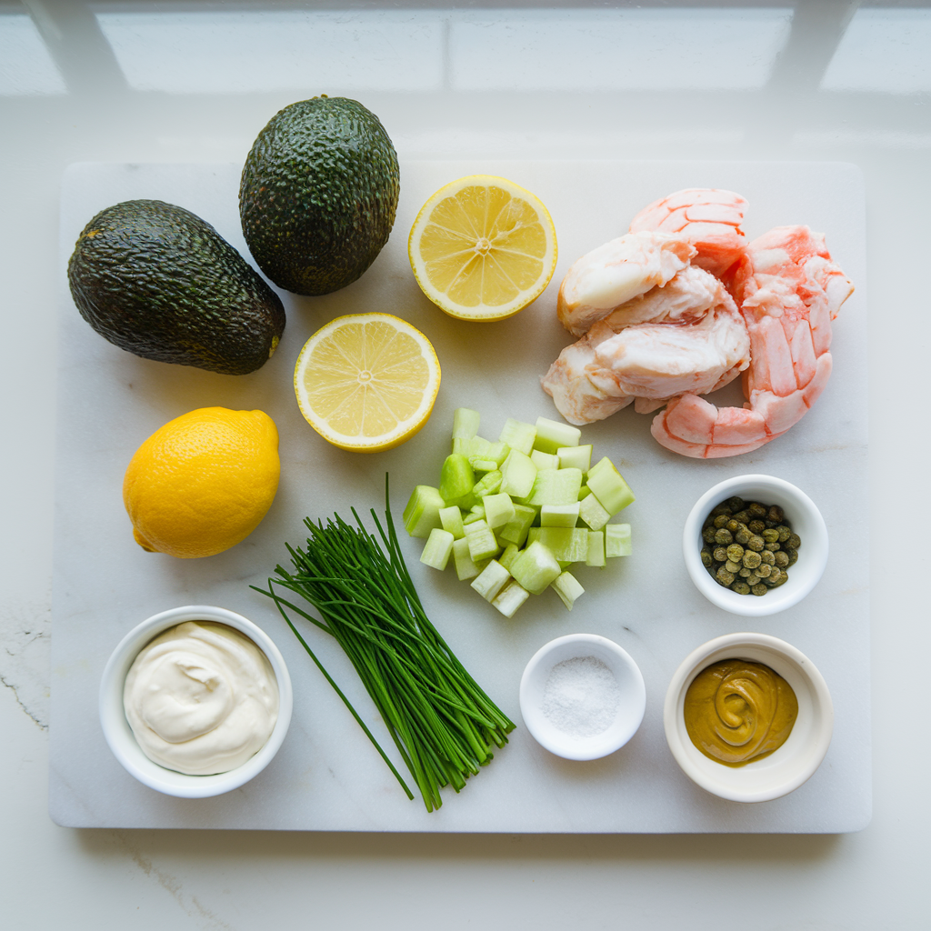 Avocado Stuffed With Crab Salad ingredients