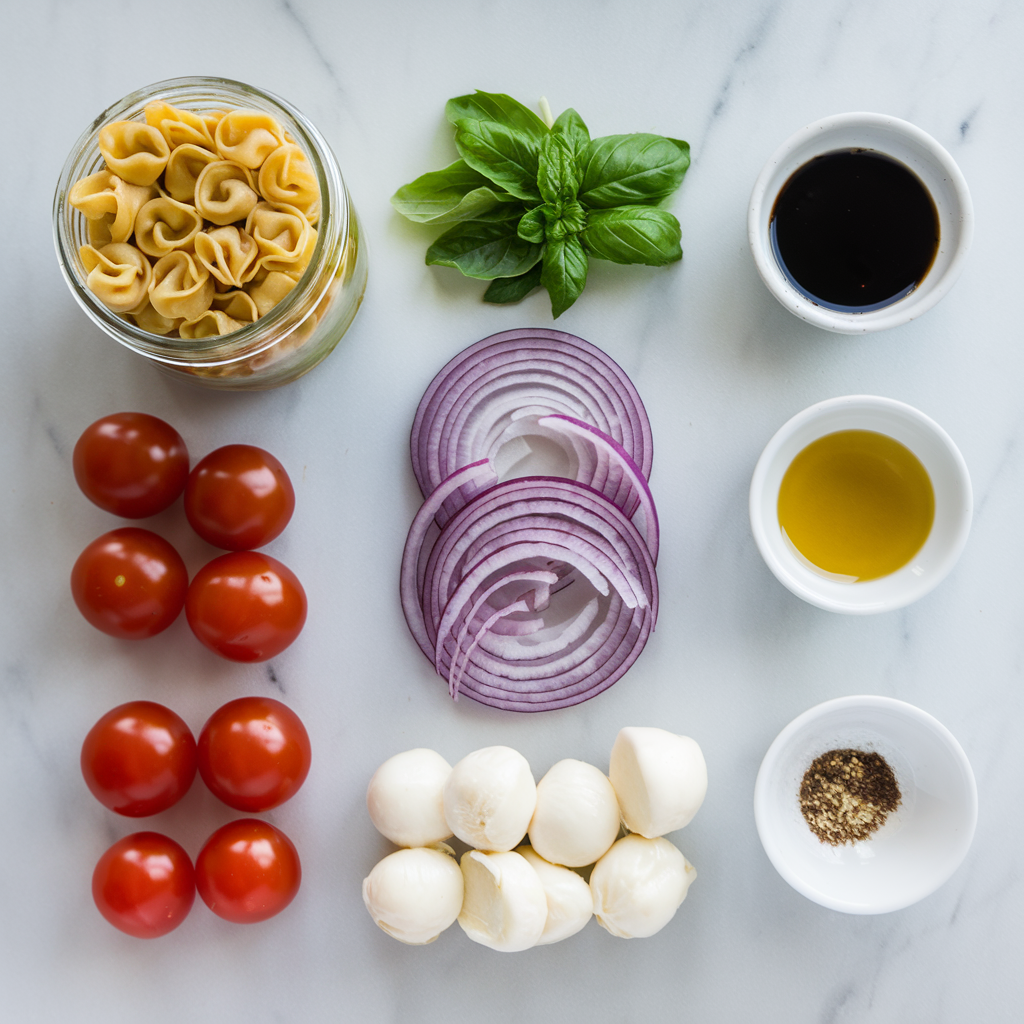 Caprese Tortellini Jar Salad ingredients