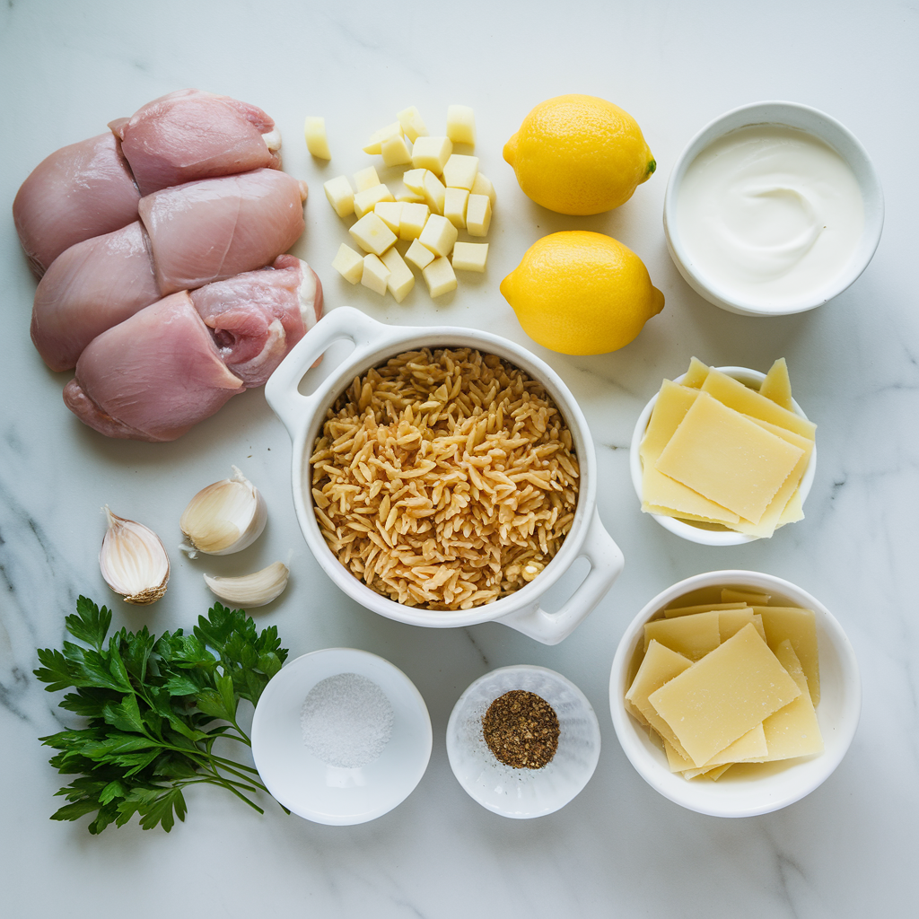 Creamy Lemon Chicken Orzo ingredients