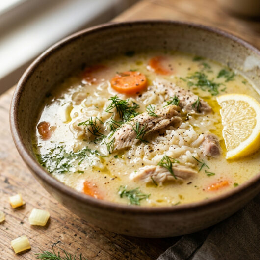 Greek Lemon Chicken Rice Soup image