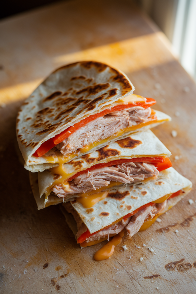 Rotisserie Chicken Quesadillas with Red Peppers