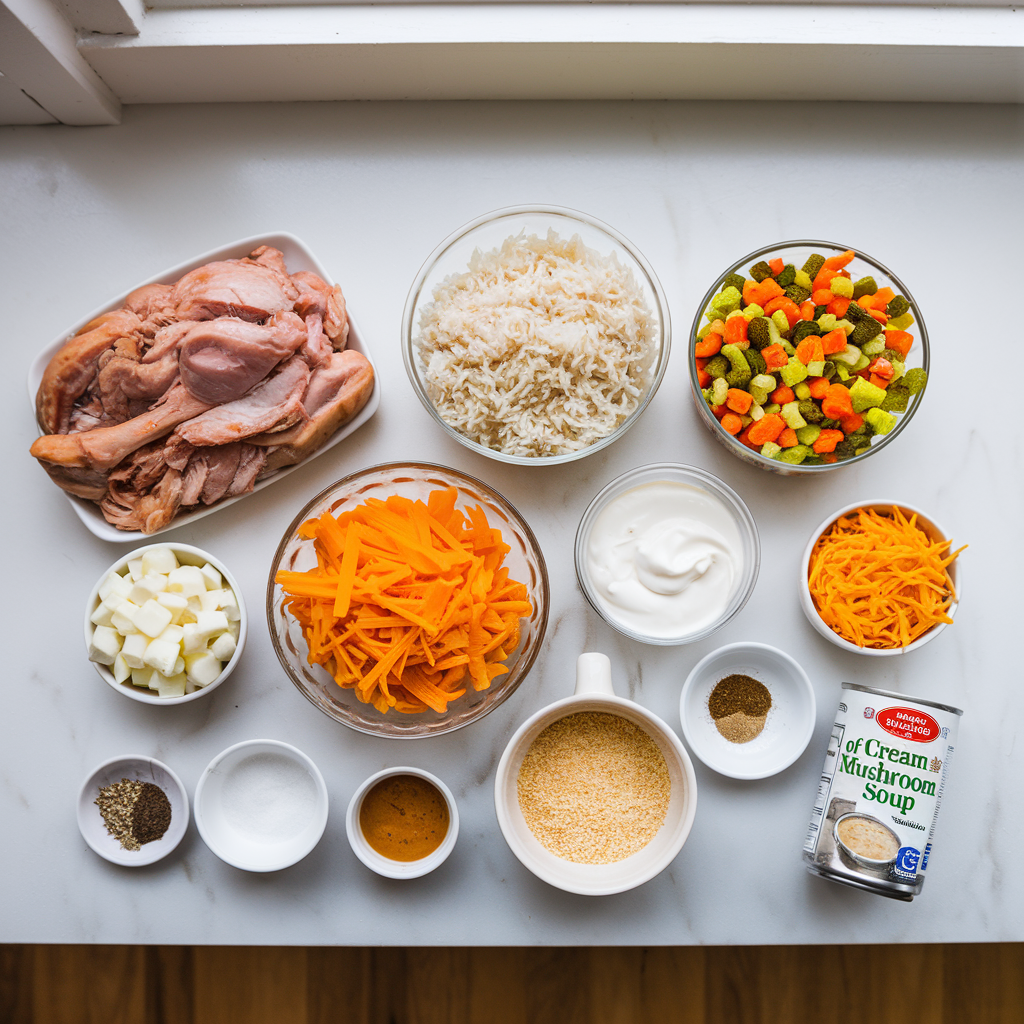 Rotisserie Chicken Rice Casserole ingredients