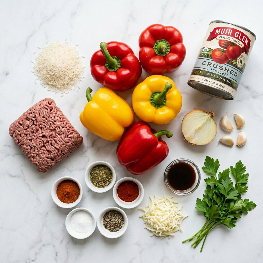 Stuffed Bell Peppers Beef Rice ingredients
