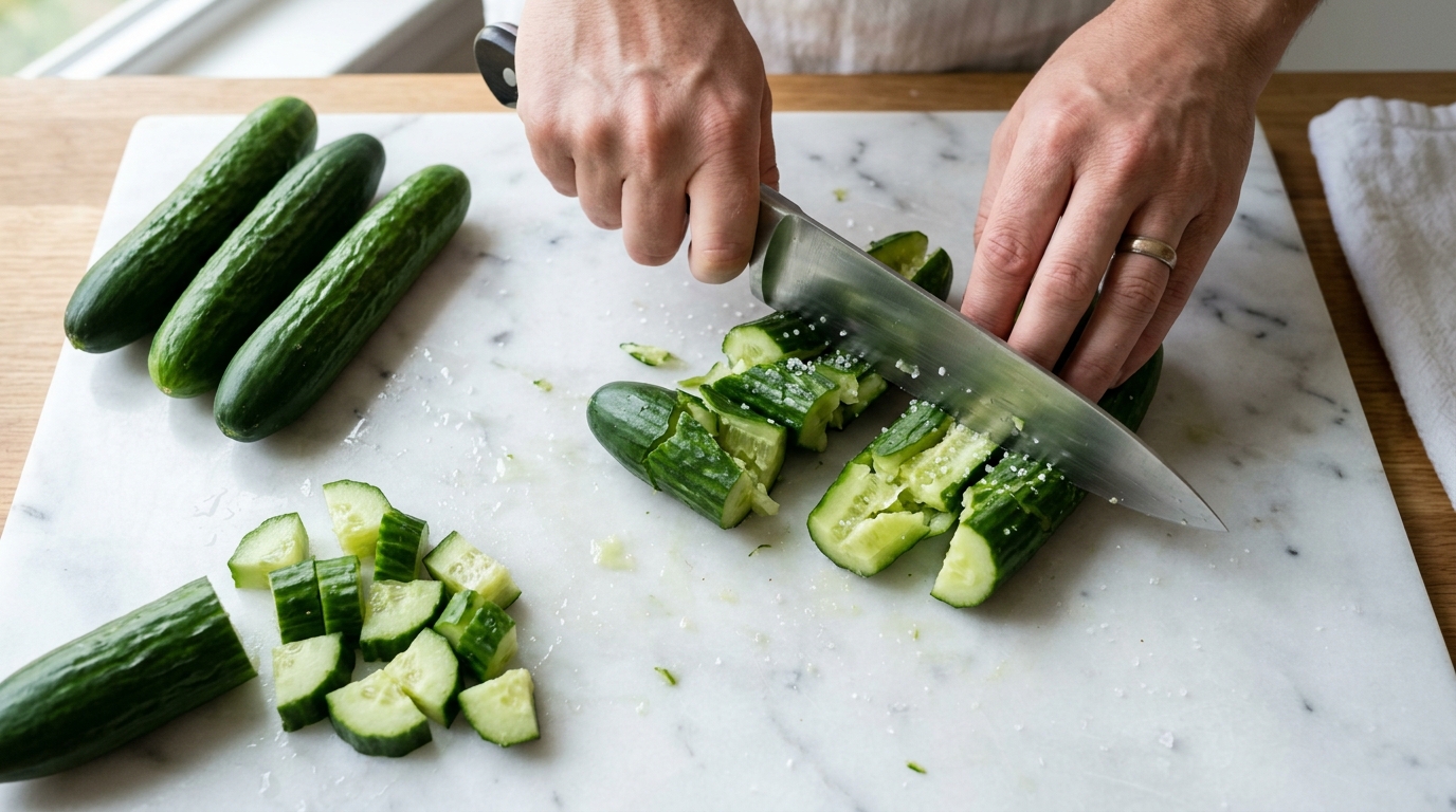 Chickpea Mango Smashed Cucumber Salad - step 1