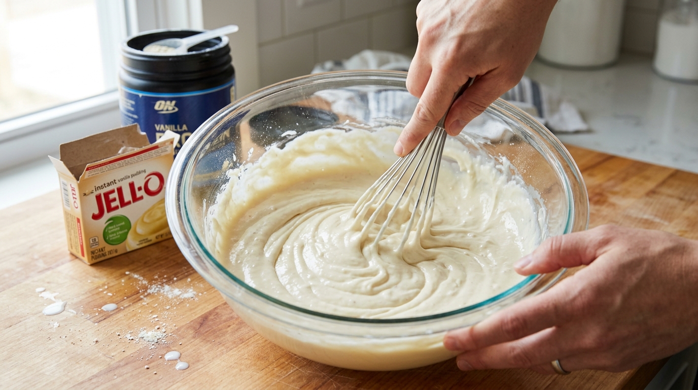 High Protein Banana Pudding preparation