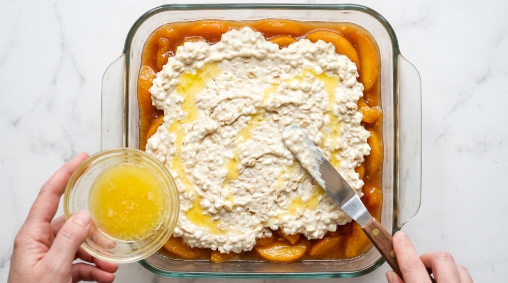 High Protein Peach Cobbler with Cottage Cheese Topping - step 3