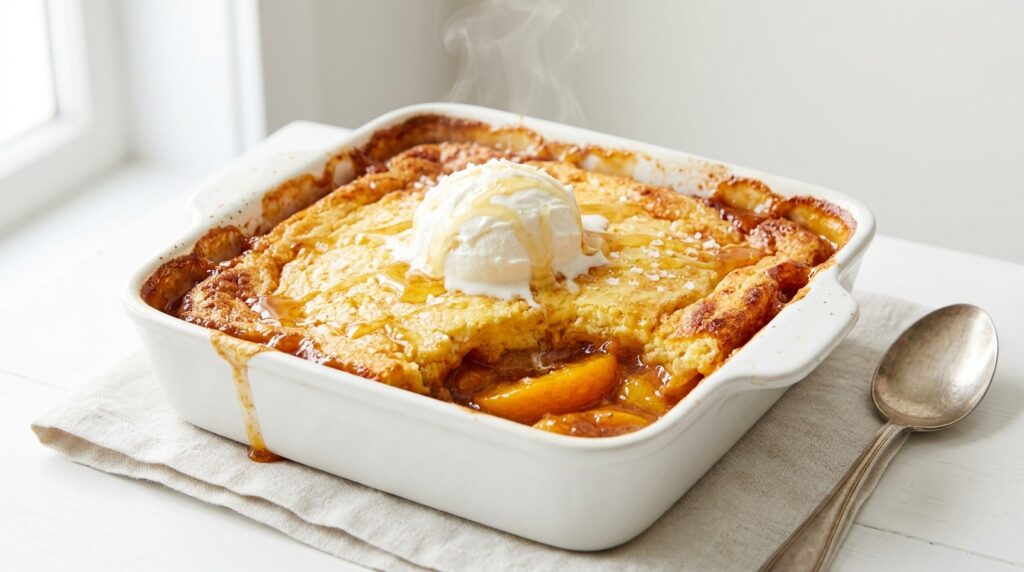 High Protein Peach Cobbler with Cottage Cheese Topping image