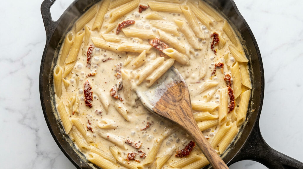 One Pan Creamy Tuscan Salmon Pasta - step 3