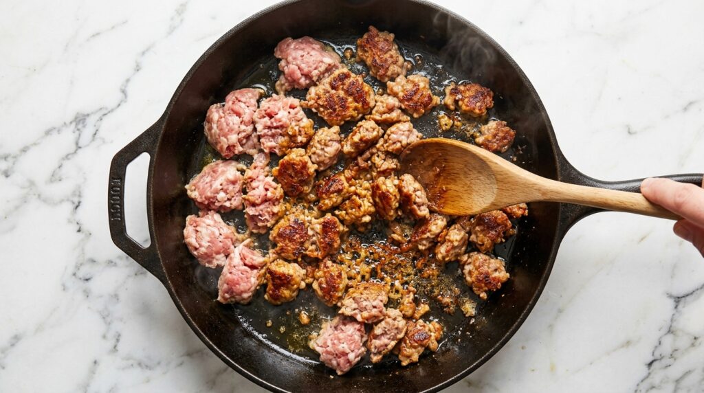 One Pan Spicy Sausage Boursin Pasta - step 1