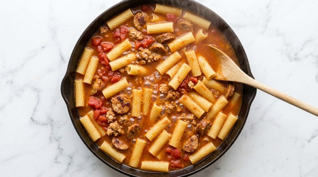 One Pan Spicy Sausage Boursin Pasta - step 3