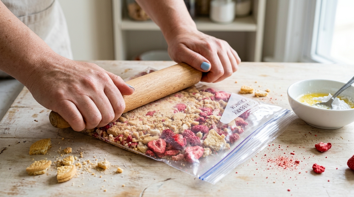 Strawberry Shortcake Crunch Cookies preparation